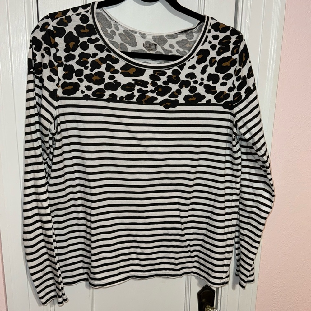 Striped and Leopard Print Tee